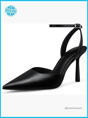 Stiletto Heel Pumps Pointed Toe 3.75 Inch High Heels Closed Toe Strappy Dress